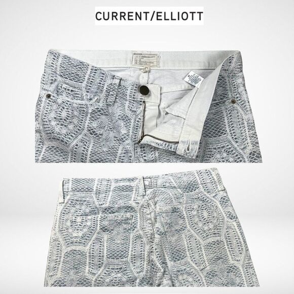 Current/Elliott The Ankle Skinny Crochet Denim Jeans in Animal Print Grey| EUC - Picture 5 of 6